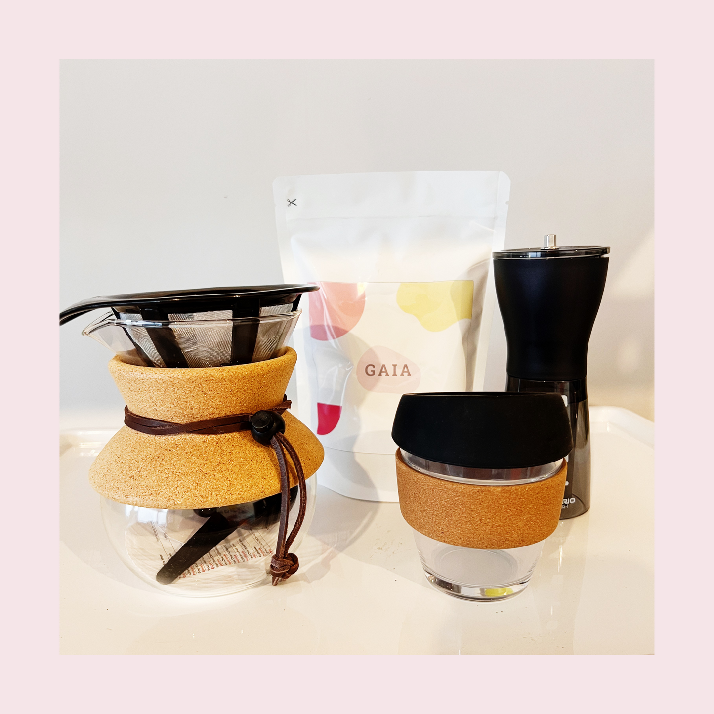 Bodum Pour Over with Coffee, Glass Keep Cup and Grinder